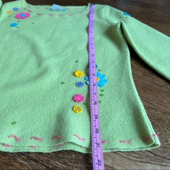 Vintage Y2K wool flower embroided sweater - Picture 7 of 8